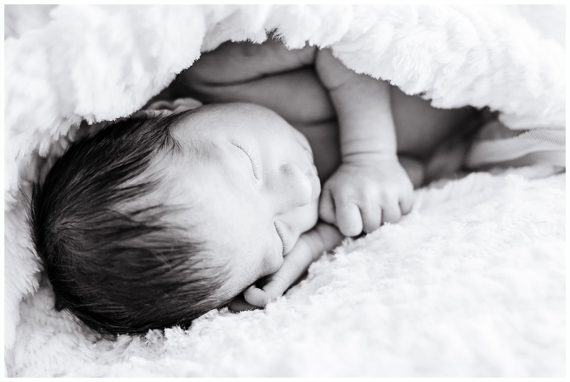 newborn baby girl black and white