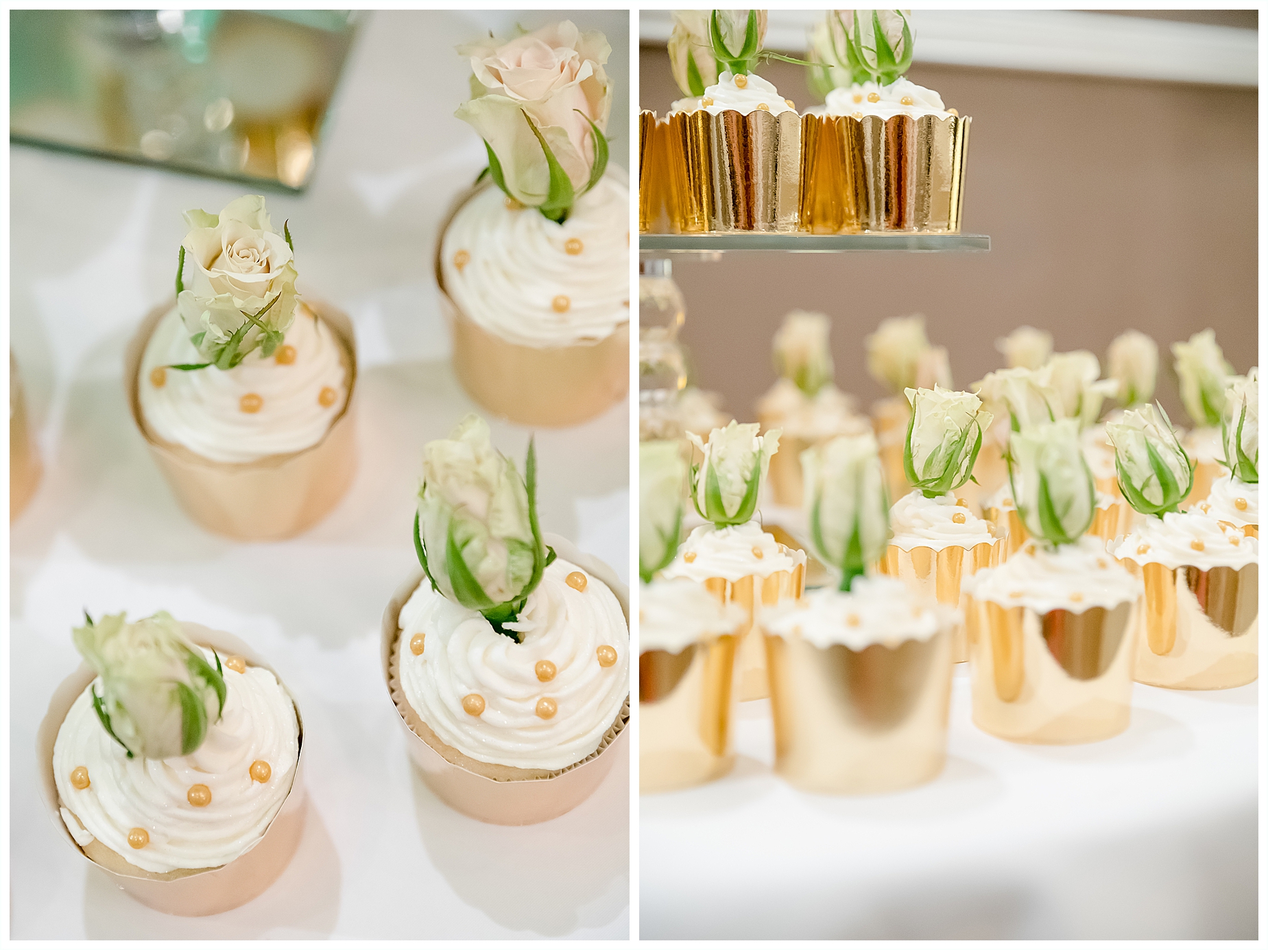 elegant wedding cupcakes ivory and gold