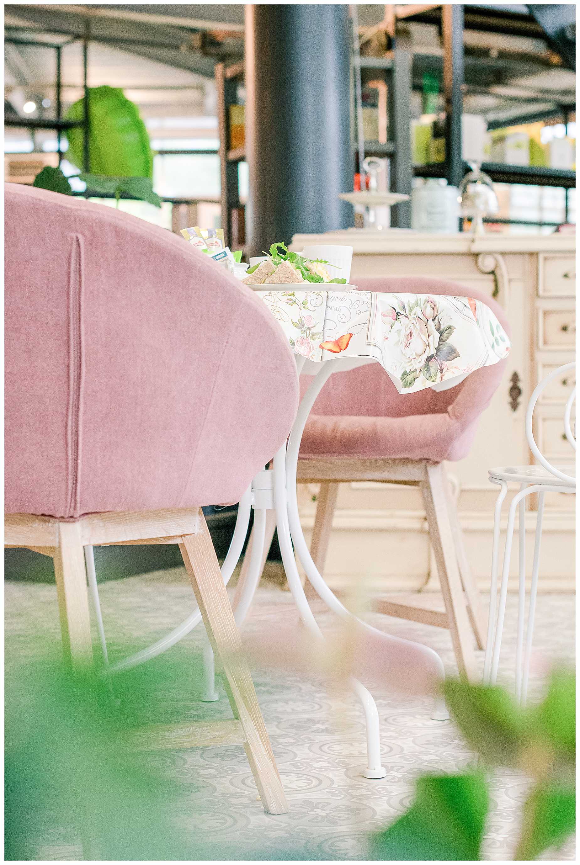 Soft toned decor at the Venus et Rose Tea Room