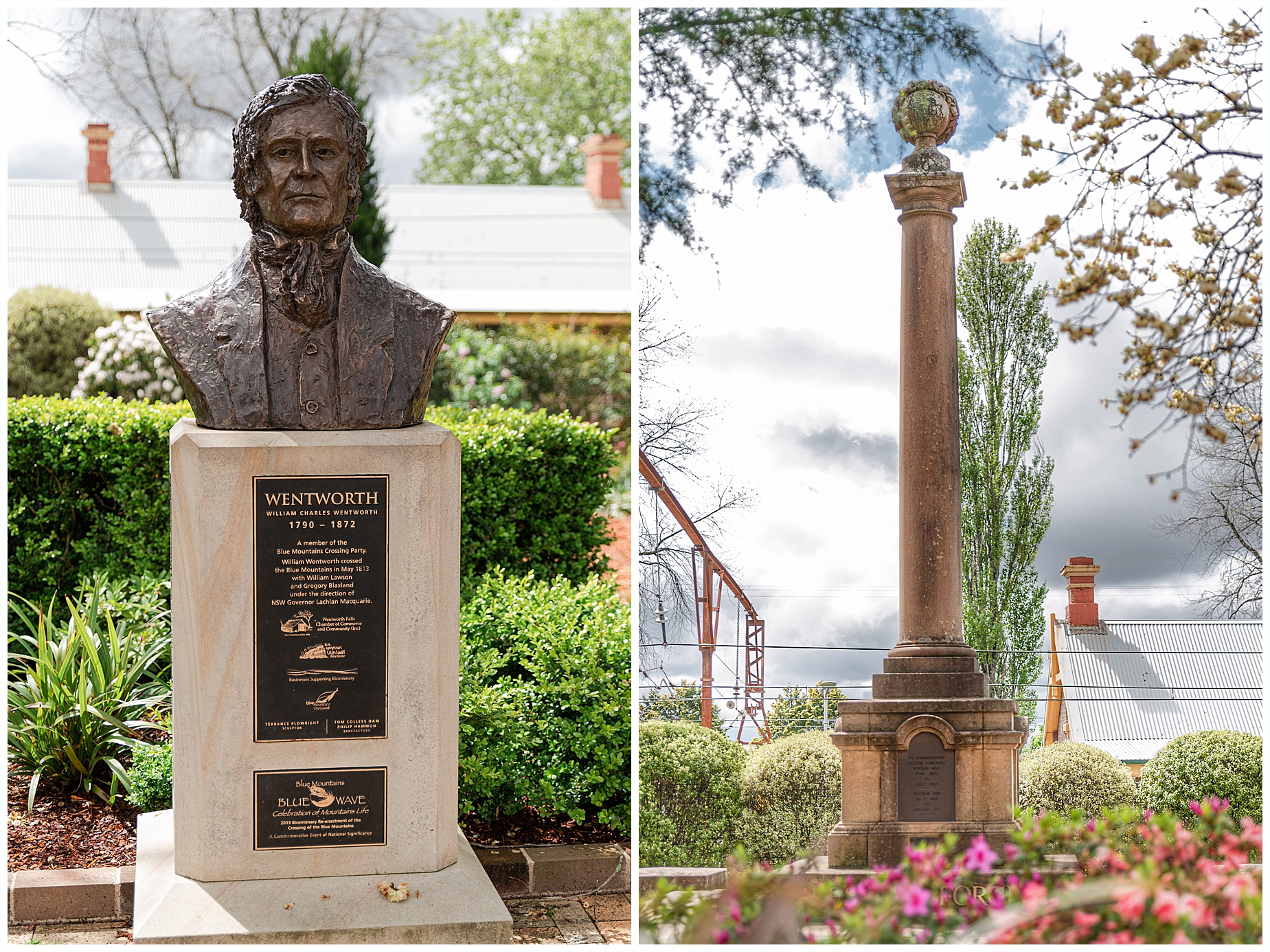 Wentworth Falls Scenic NSW World War I Memorial and Wentworth Bust