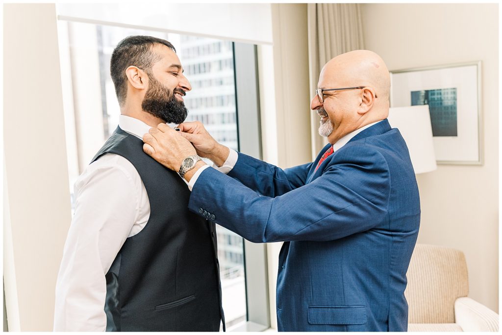 Groom and Father getting ready