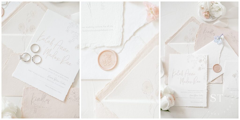 Product flatlays for Graphic Design Business showcasing wedding Stationery