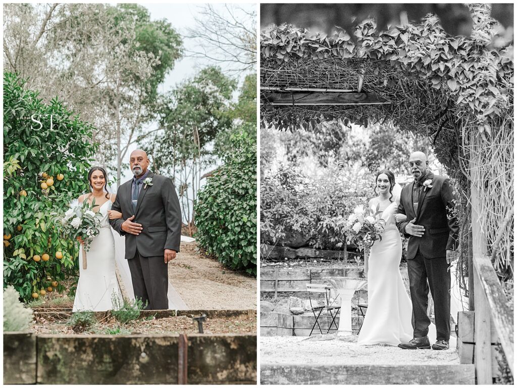 Blue Mountains Wedding Bride and dad walking the aisle